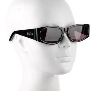 Saint Laurent Black Signature Rectangular Sunglasses